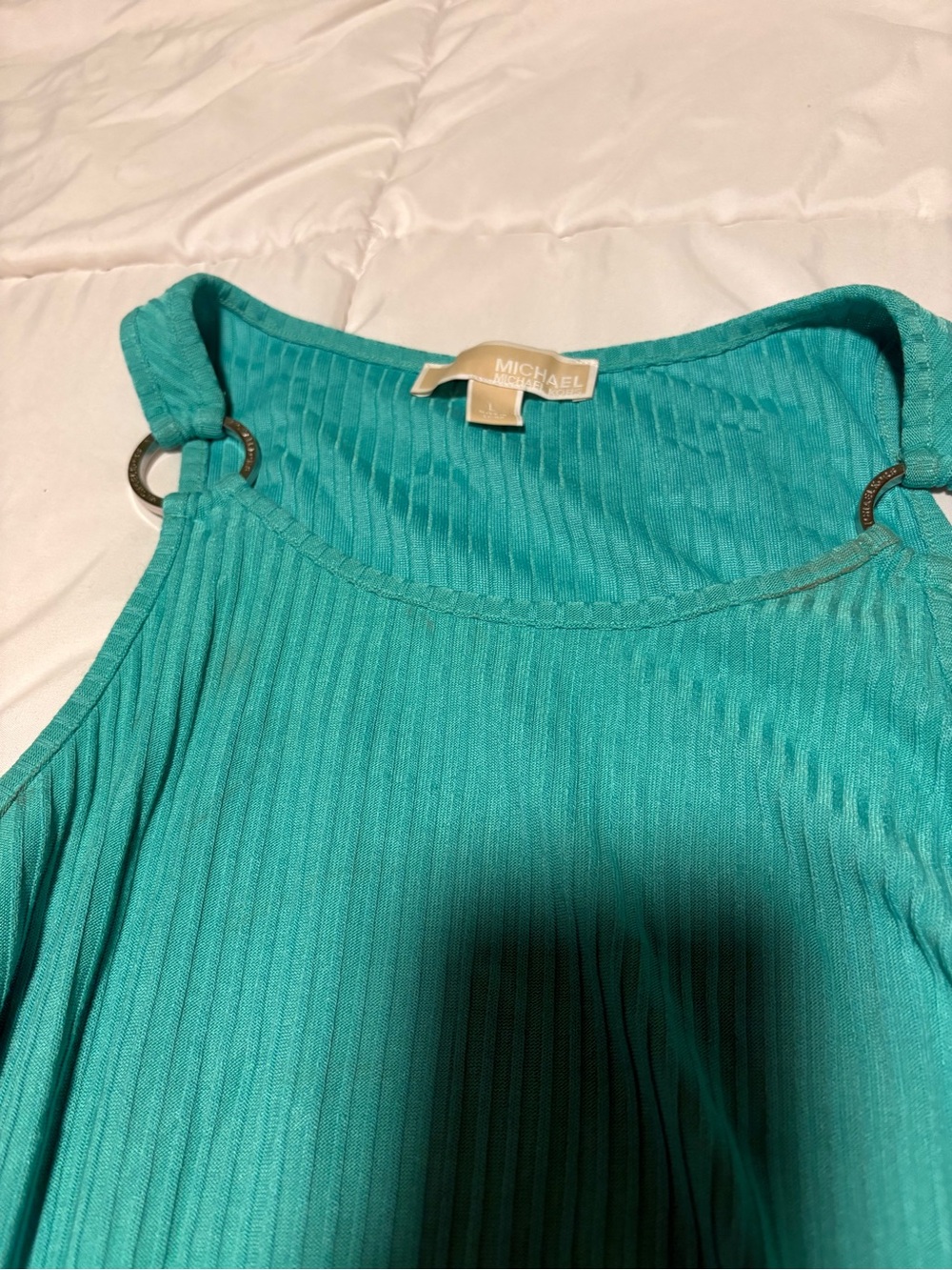 MICHAEL Michael Kors Teal Belted Sleeveless Midi Dress - Picture 3 of 8